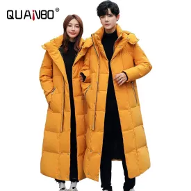 2023 New Coed Winter Cold resistant Down Jacket -30 High Quality Men's Women X-Long（Winter) Warm Fashion Brand Red Parkas S-5XL