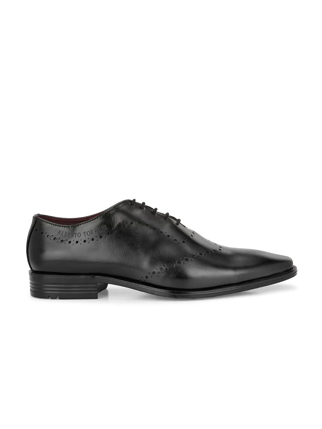 Alberto Torresi Black Laser Cut Laceup Formal Shoes