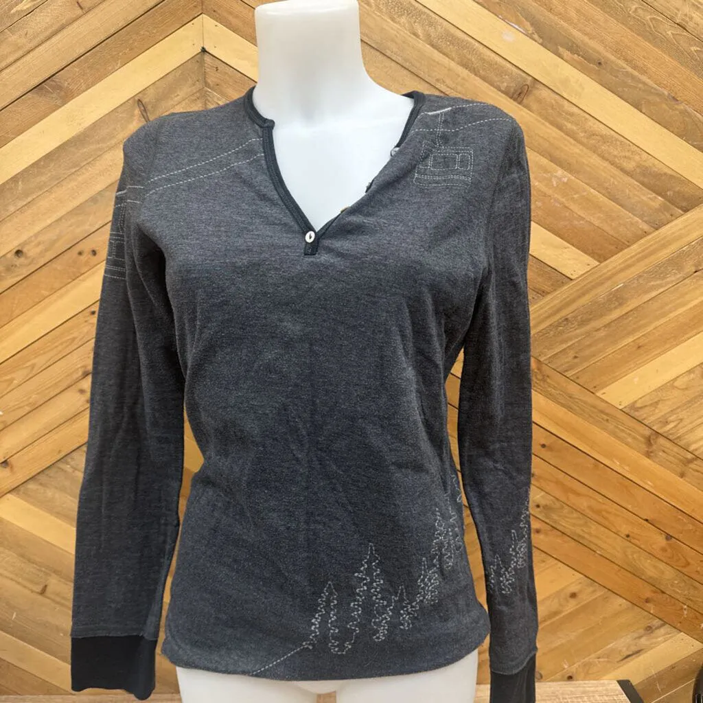 Alp-n-Rock - Women's L/S Henley Shirt - MSRP $238: Grey-women-