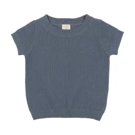 Analogie Knit Sweater Short Sleeve - Blue