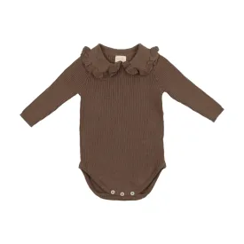 Analogie Ruffle Collar Knit Sweater Onesie - Mushroom