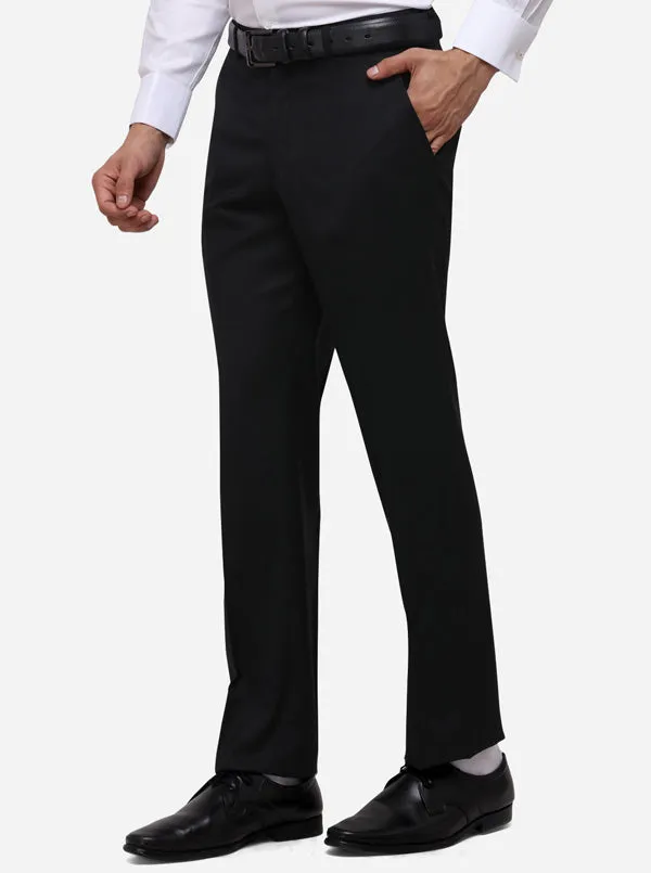 Black Classic Fit Solid Formal Trouser | JadeBlue