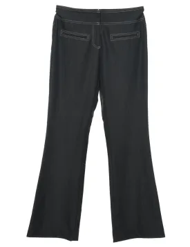 Black Contrast Stitch Flared Trousers - W31 L32