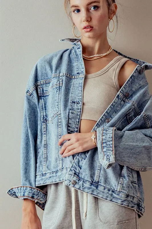 Black Denim Button Up Jacket