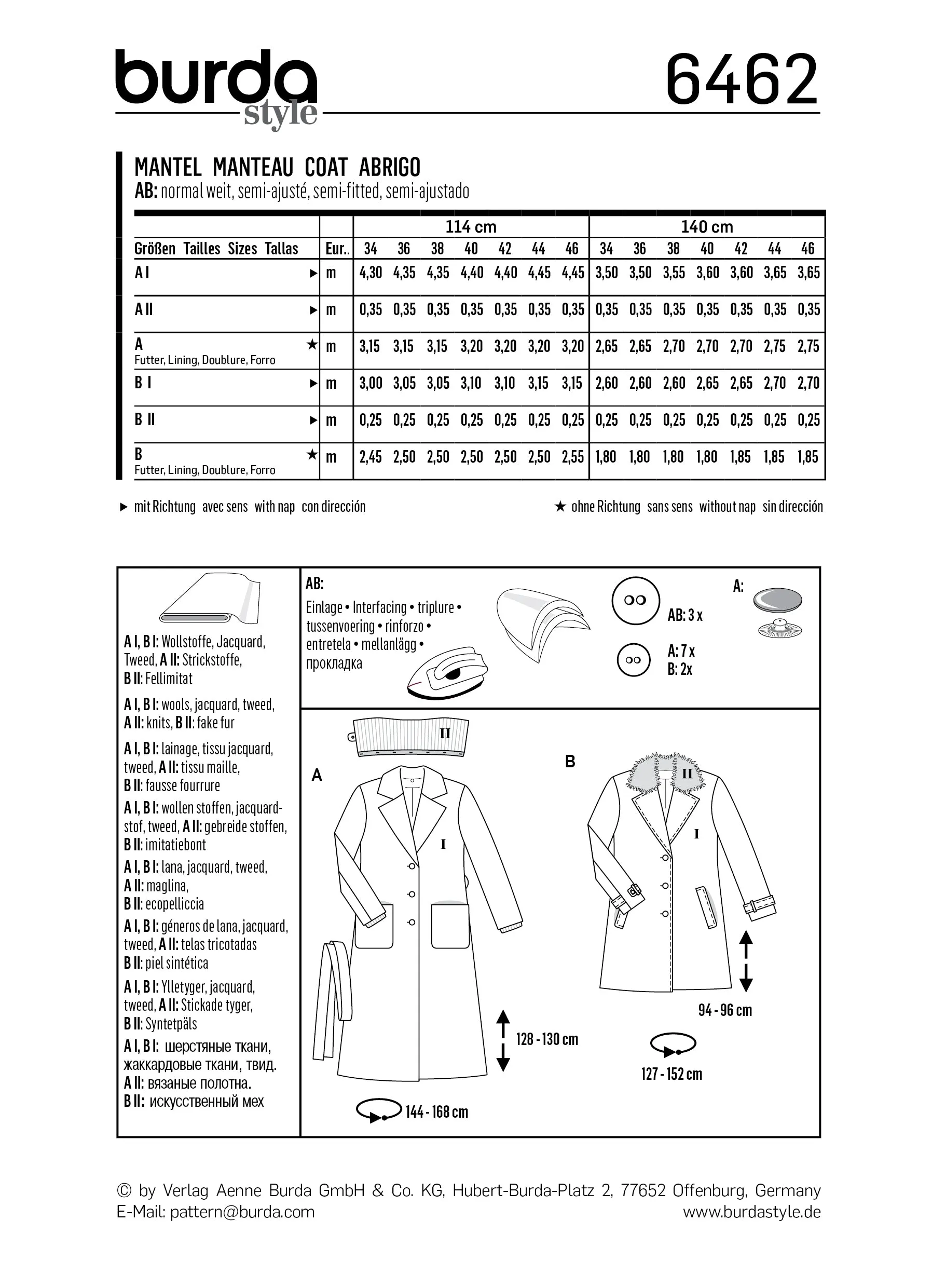 Burda Coats 6462