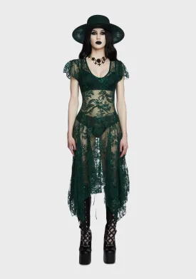 Dearly Departed Lace Dress - Emerald