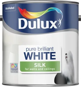 Dulux Silk Emulsion Paint For Walls And Ceilings - Pure Brilliant White 2.5L