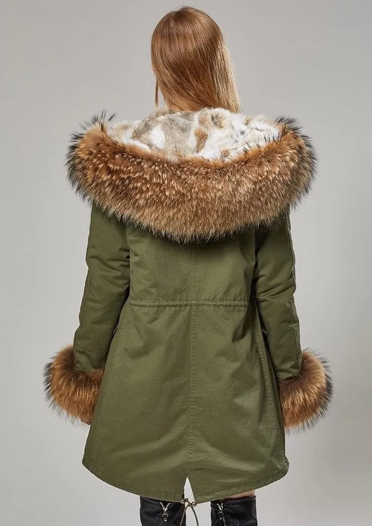 Echtpelz-Parka “Alice” Olive