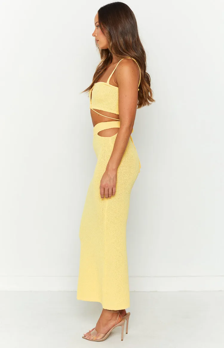 Ellah Yellow Knit Midi Skirt