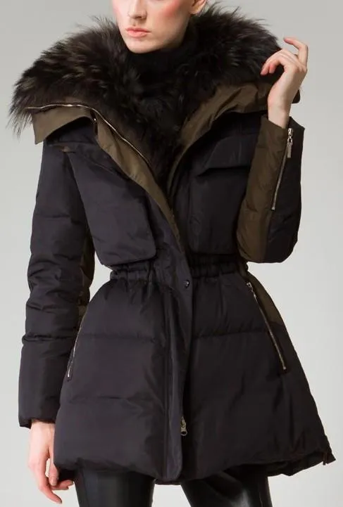 Fur Collar Elasticated Waist Short Down Coat