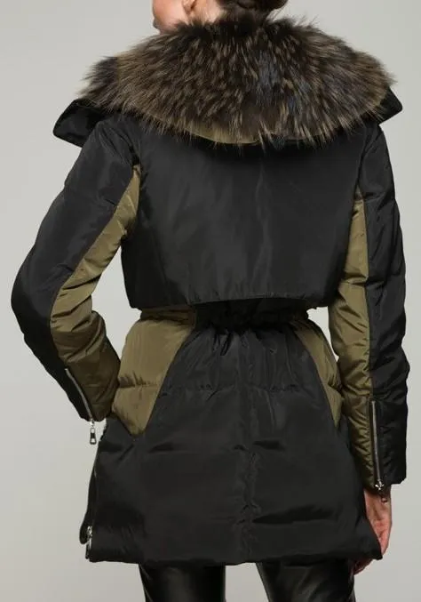 Fur Collar Elasticated Waist Short Down Coat