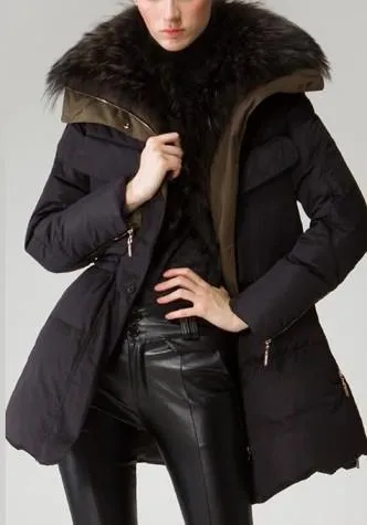 Fur Collar Elasticated Waist Short Down Coat