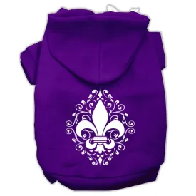 Henna Fleur De Lis Screen Print Pet Hoodies Purple Size Sm (10)