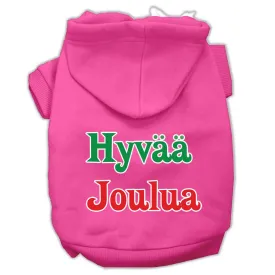 Hyvaa Joulua Screen Print Pet Hoodies Bright Pink XXL (18)