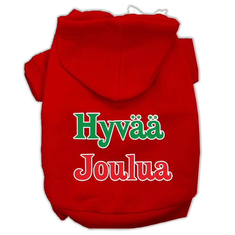 Hyvaa Joulua Screen Print Pet Hoodies Red Size XXXL(20)