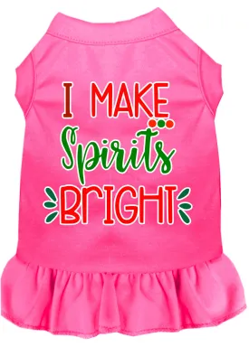 I Make Spirits Bright Screen Print Dog Dress Bright Pink Xxl