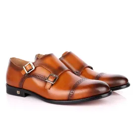 John Foster Double Monk Strap Brown Leather Shoe