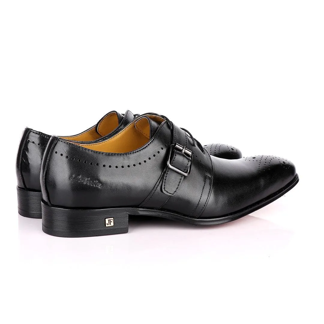 John Foster Plain Black Single Strap Buckle Oxford Shoe