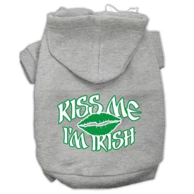 Kiss Me I'm Irish Screen Print Pet Hoodies Grey Size Lg (14)