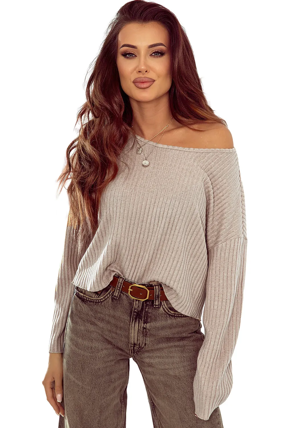 Lettuce Cuffs Loose Ribbed Knit Top