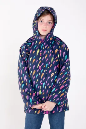 Lined Rain Jacket, Colorful Raindrops (runs large, recommend sizing down)