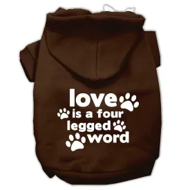 Love is a Four Leg Word Screen Print Pet Hoodies Brown Size Lg (14)