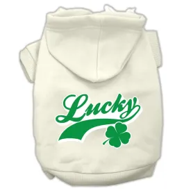 Lucky Swoosh Screen Print Pet Hoodies Cream Size Sm (10)