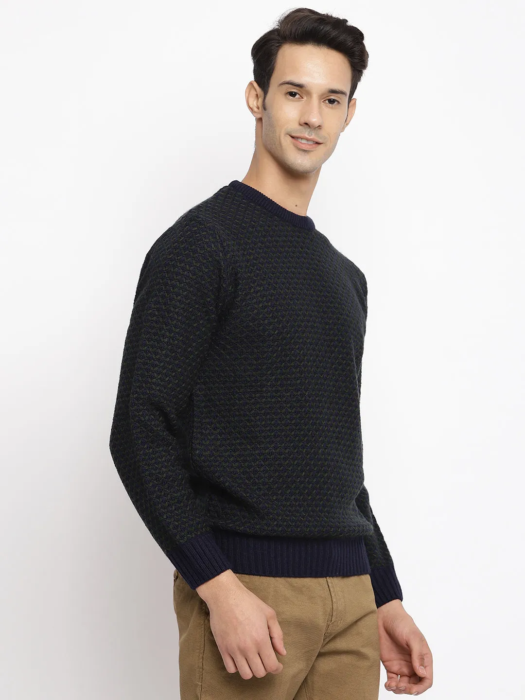 Men Navy Blue Sweater