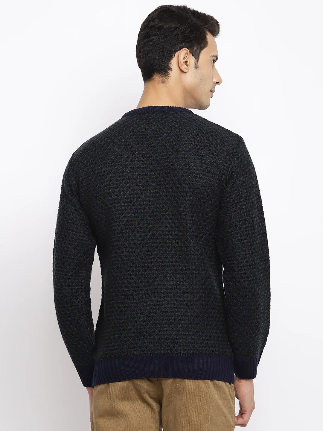 Men Navy Blue Sweater