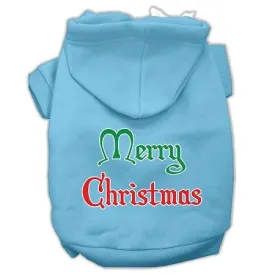 Merry Christmas Screen Print Pet Hoodies Baby Blue Size XL (16)