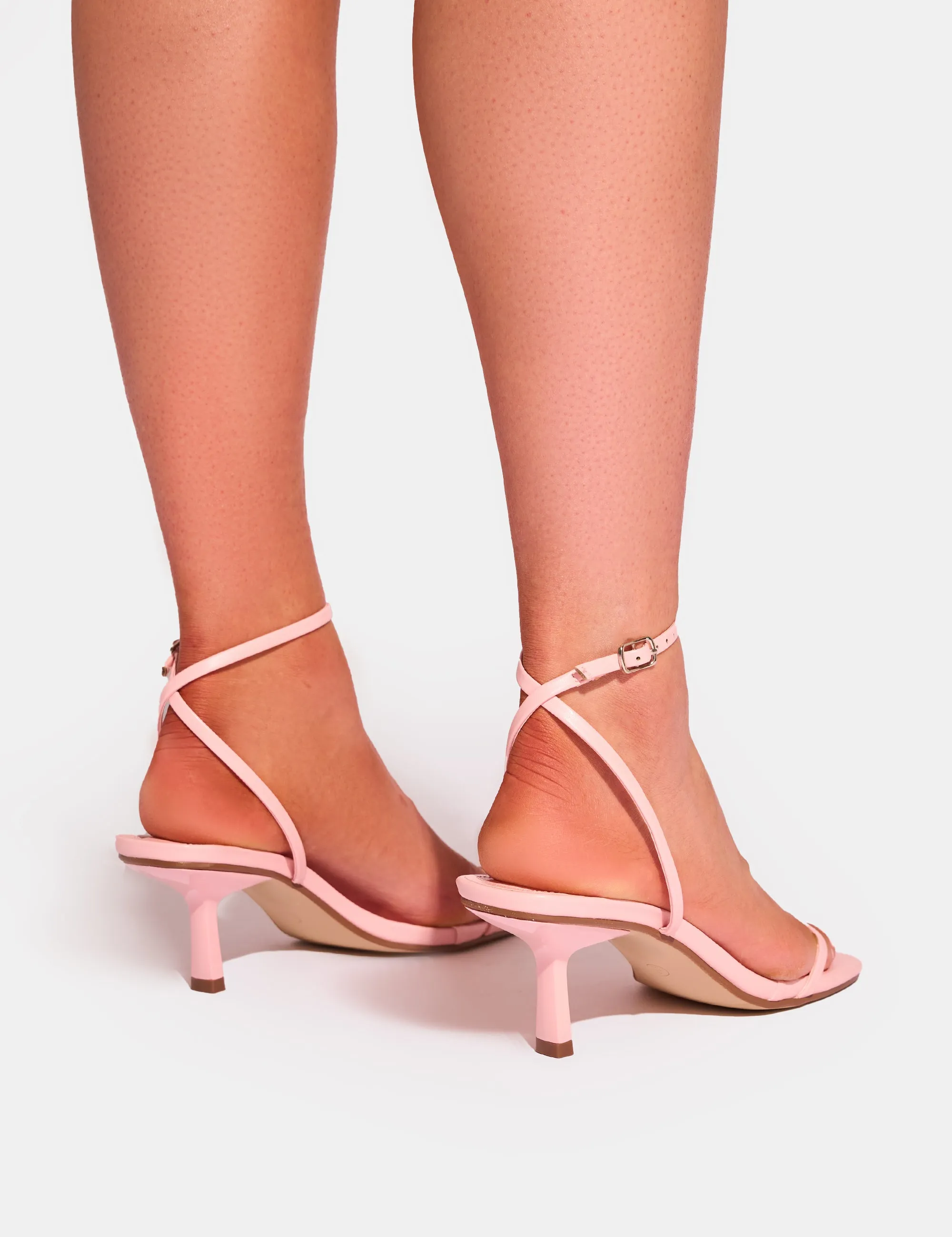 Natalya Pink Barely There Mid Heels