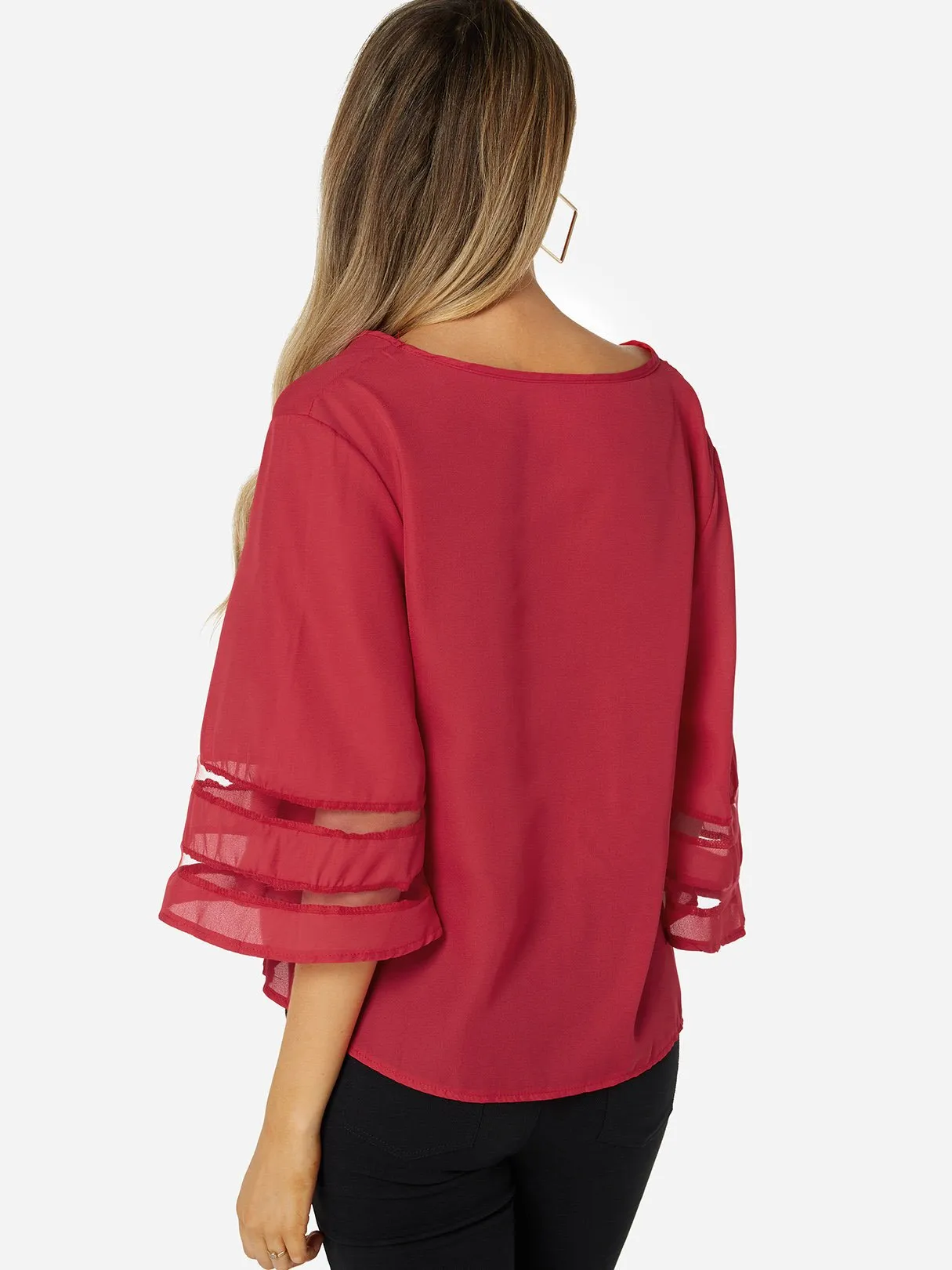 OEM ODM V-Neck Plain 3/4 Sleeve Blouses