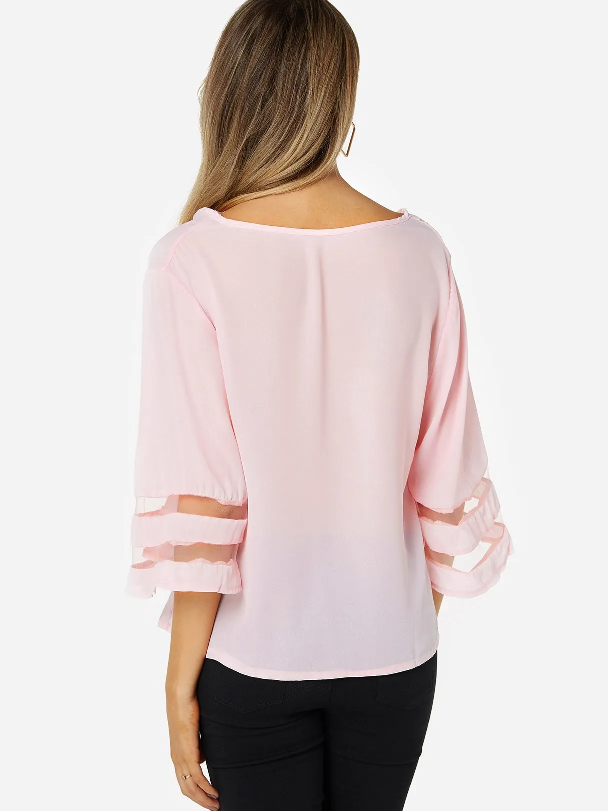 OEM ODM V-Neck Plain 3/4 Sleeve Blouses