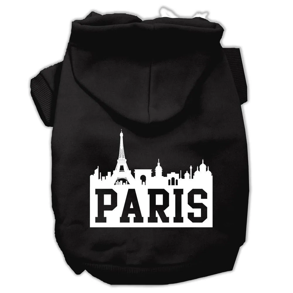 Paris Skyline Screen Print Pet Hoodies Black Size XL (16)