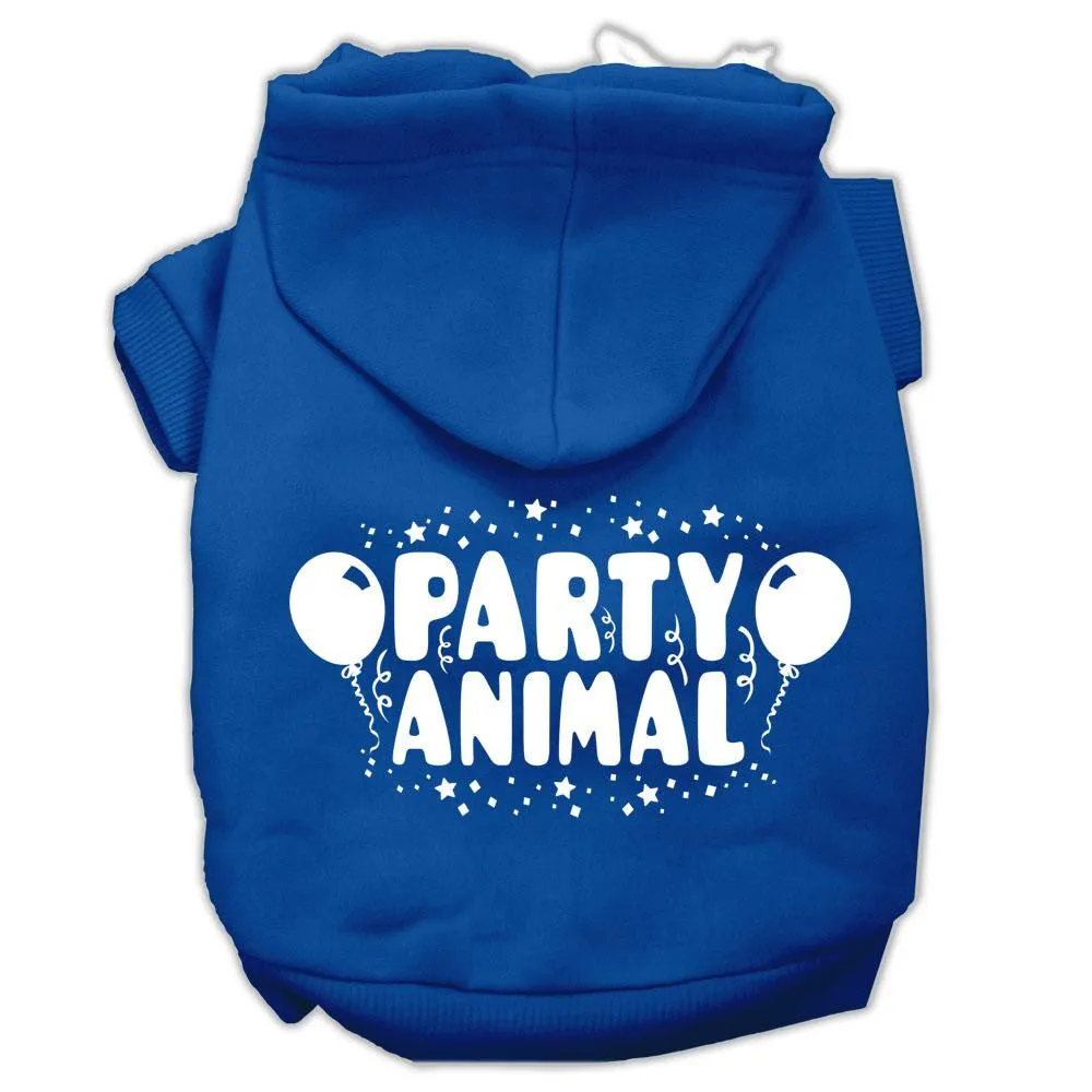 Party Animal Screen Print Pet Hoodies Blue Size XL (16)