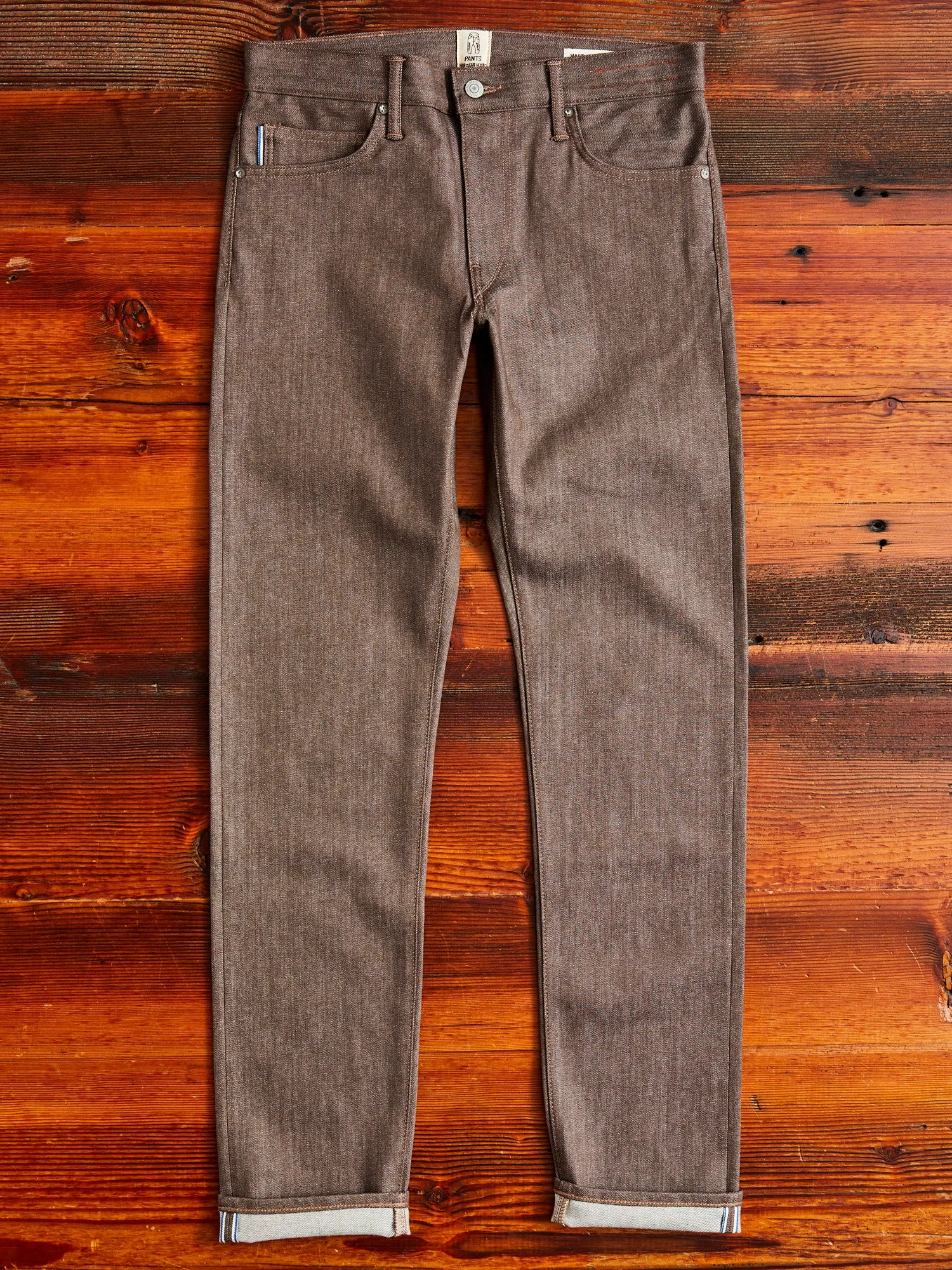 "Brown Raw" 10.5oz Stretch Selvedge Denim - Pen Slim