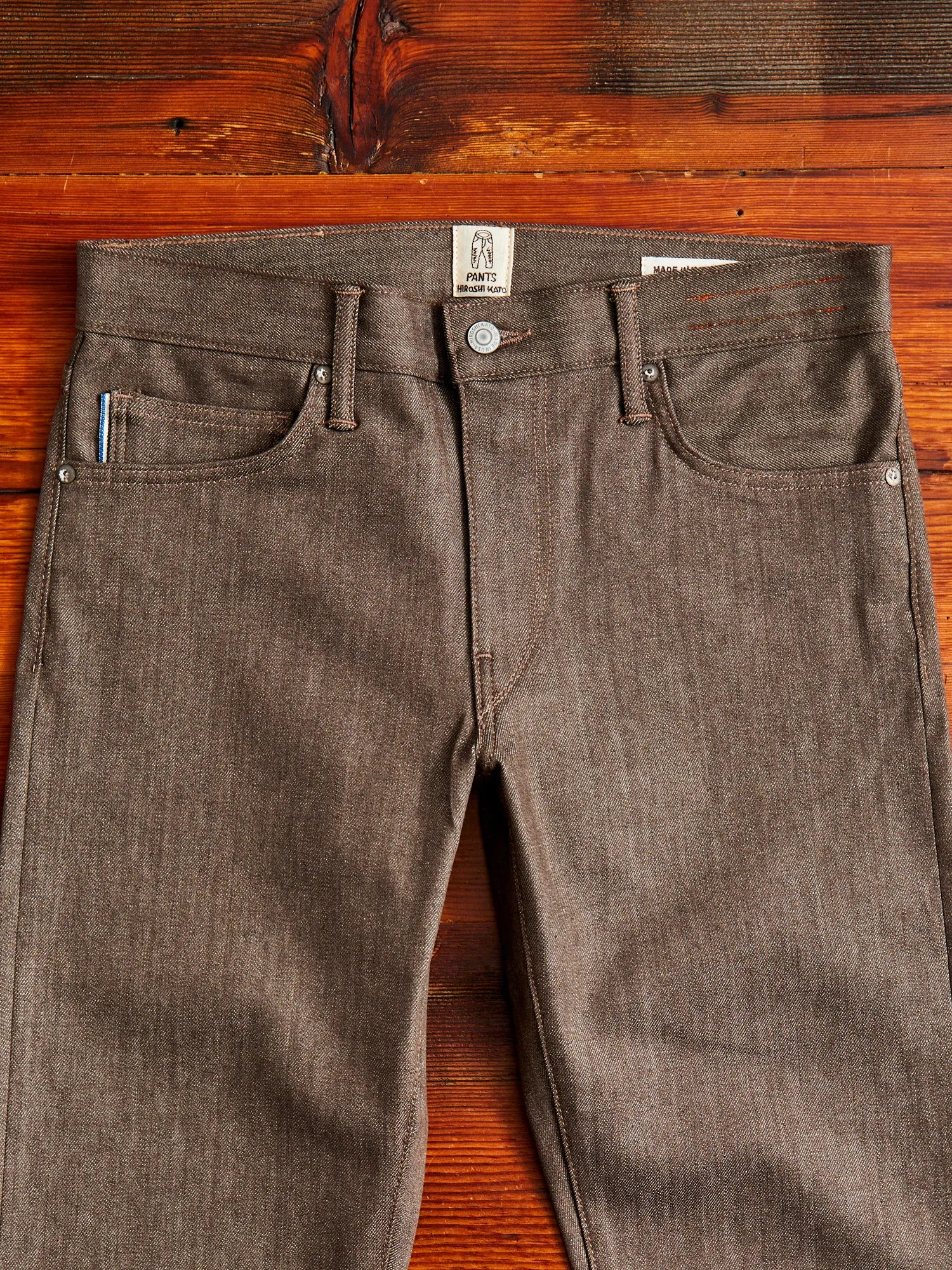 "Brown Raw" 10.5oz Stretch Selvedge Denim - Pen Slim