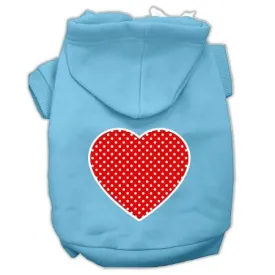 Red Swiss Dot Heart Screen Print Pet Hoodies Baby Blue Size Lg (14)