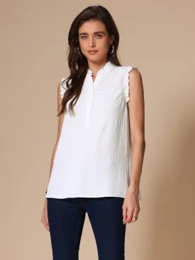 Ruffled Sleeveless Textured Basic Casual Tops