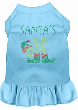 Santa's Elf Rhinestone Dog Dress Baby Blue Med (12)