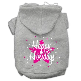 Scribble Happy Holidays Screenprint Pet Hoodies Grey Size L (14)