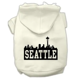 Seattle Skyline Screen Print Pet Hoodies Cream Size XL (16)