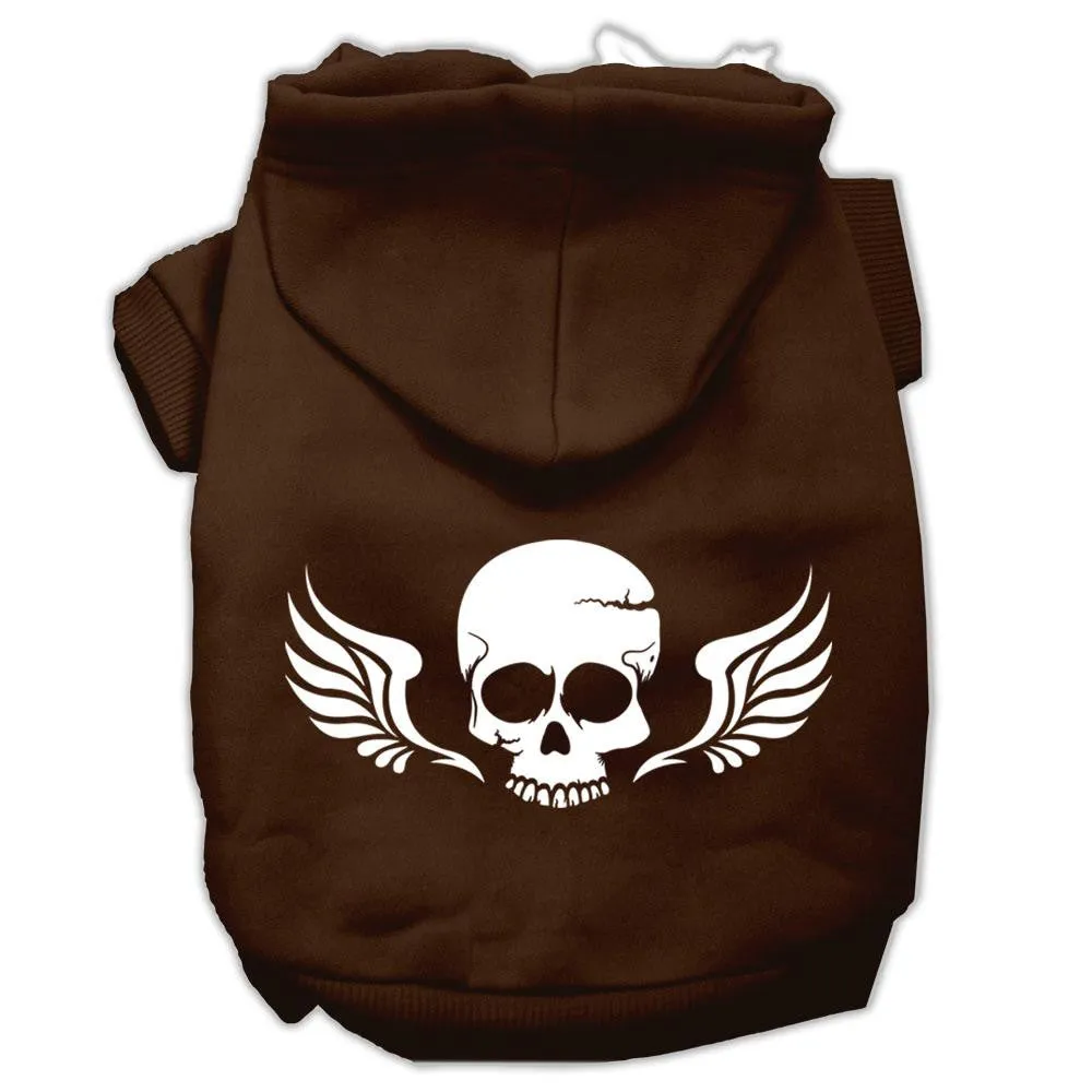 Skull Wings Screen Print Pet Hoodies Brown Size Lg (14)