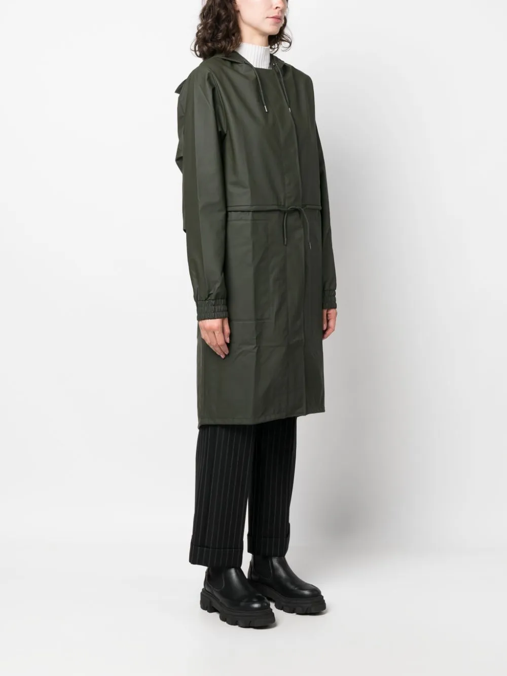 String hooded parka coat