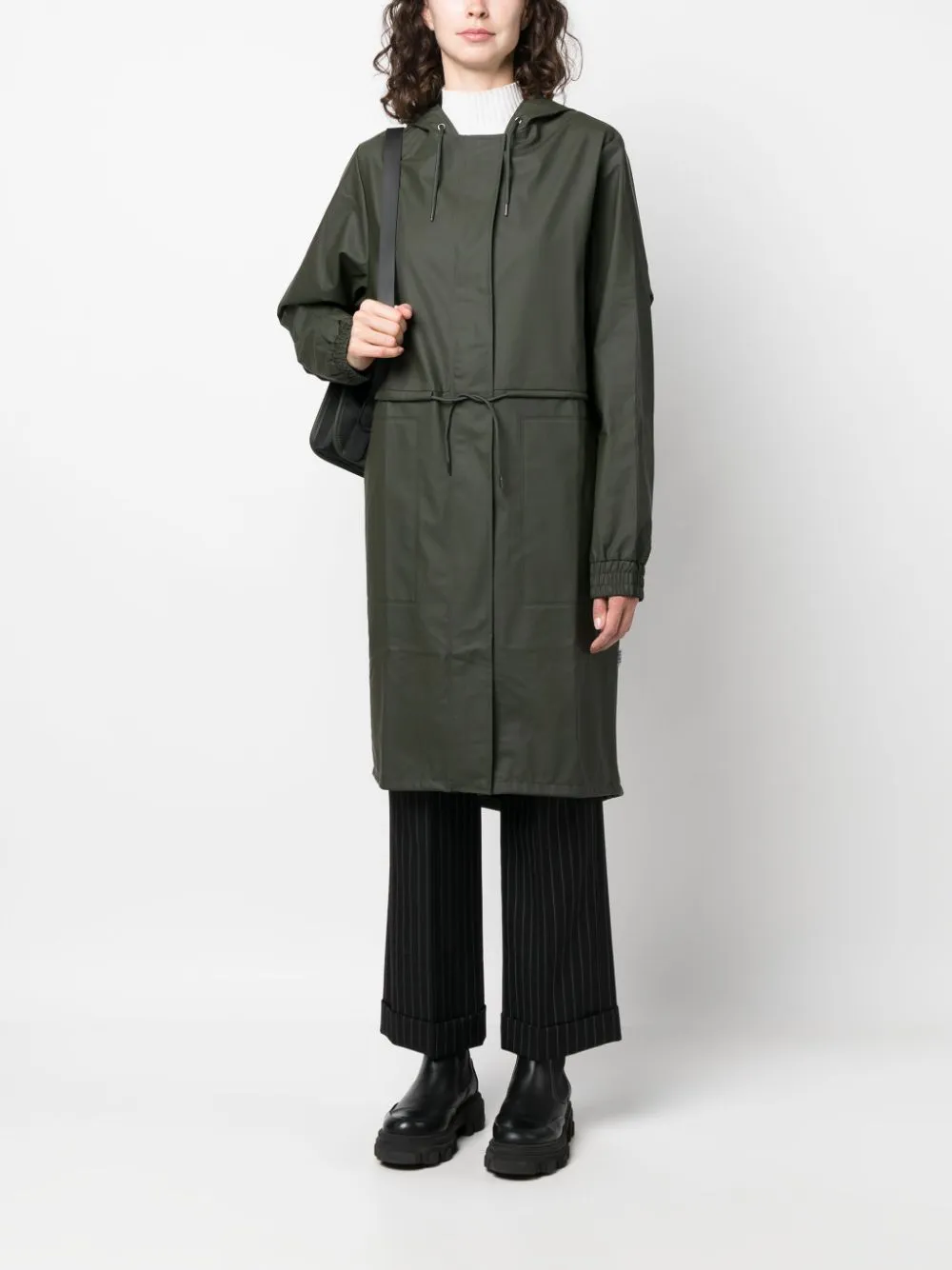 String hooded parka coat