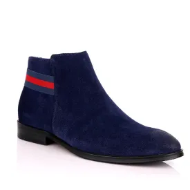 Terry Taylors Navy Blue Suede Chelsea Formal Boot.