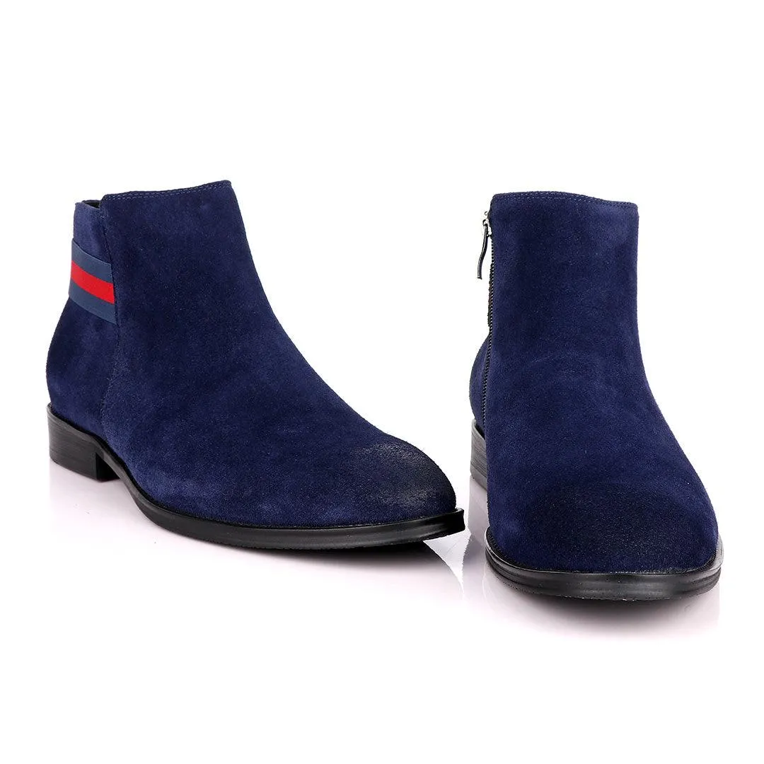 Terry Taylors Navy Blue Suede Chelsea Formal Boot.