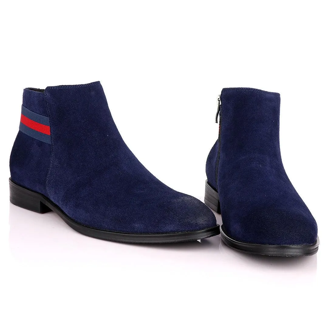 Terry Taylors Navy Blue Suede Chelsea Formal Boot.