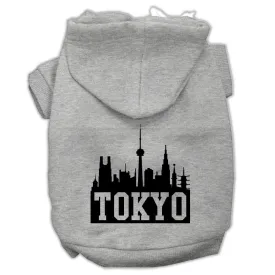 Tokyo Skyline Screen Print Pet Hoodies Grey Size Xxl (18)