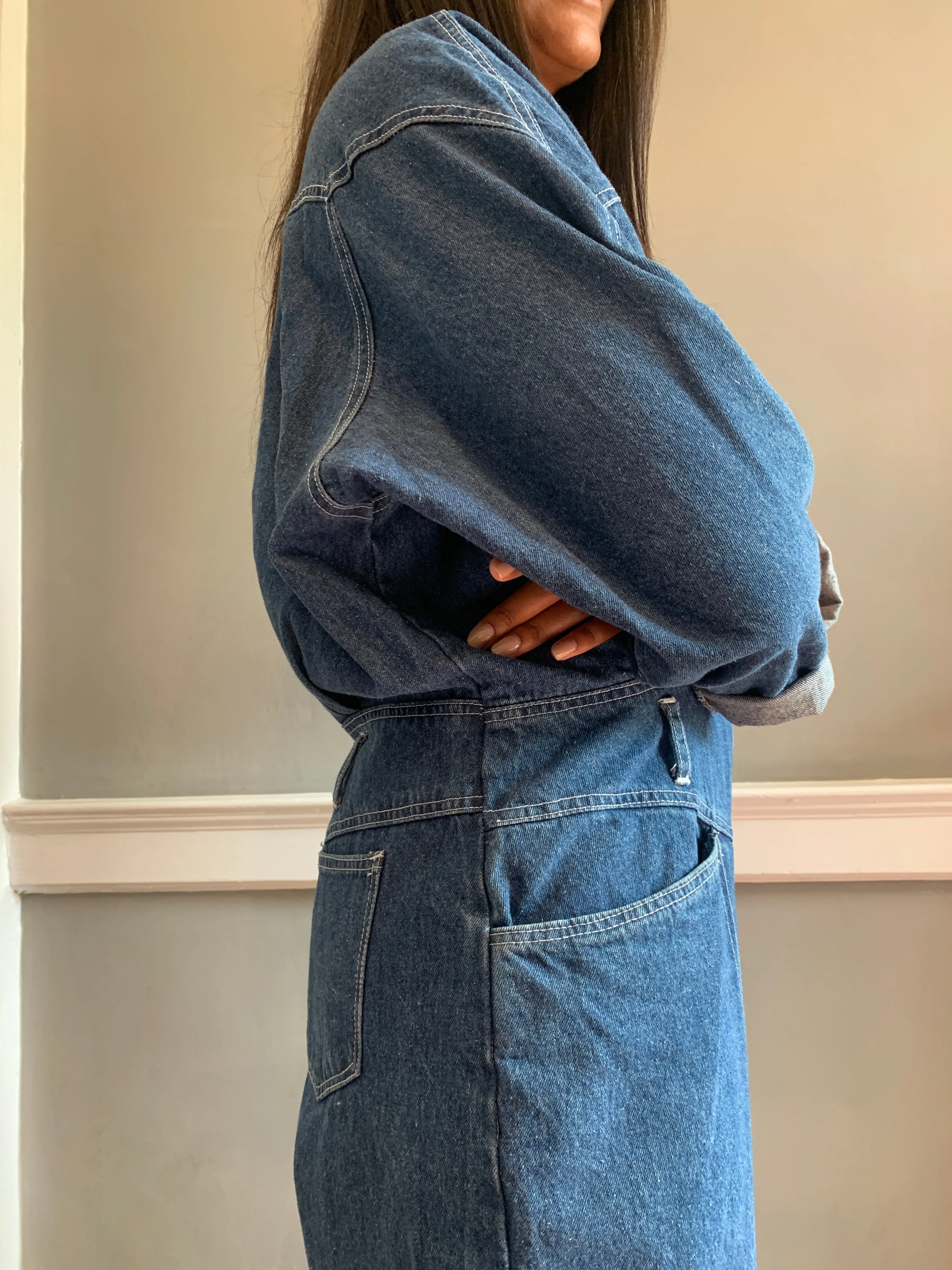 Vintage denim over-sized boilersuit TALL